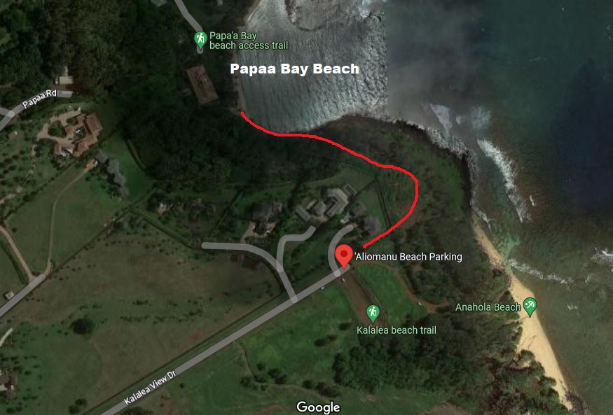 Papaa Bay Beach Trail Map